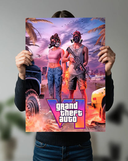GTA 6 Jason & Lucia Wall Poster | Grand Theft Auto VI