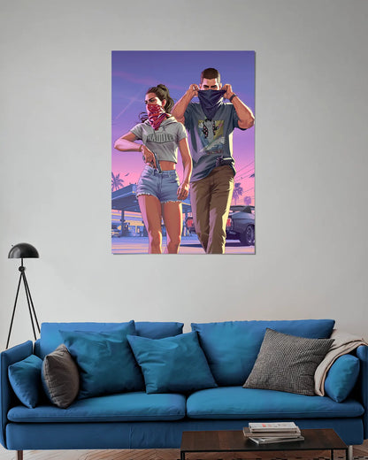 GTA 6 Jason & Lucia Wall Poster | Gaming Art