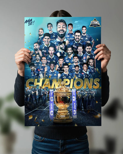 Gujarat Titans Champions IPL Trophy Wall Poster | Team Art