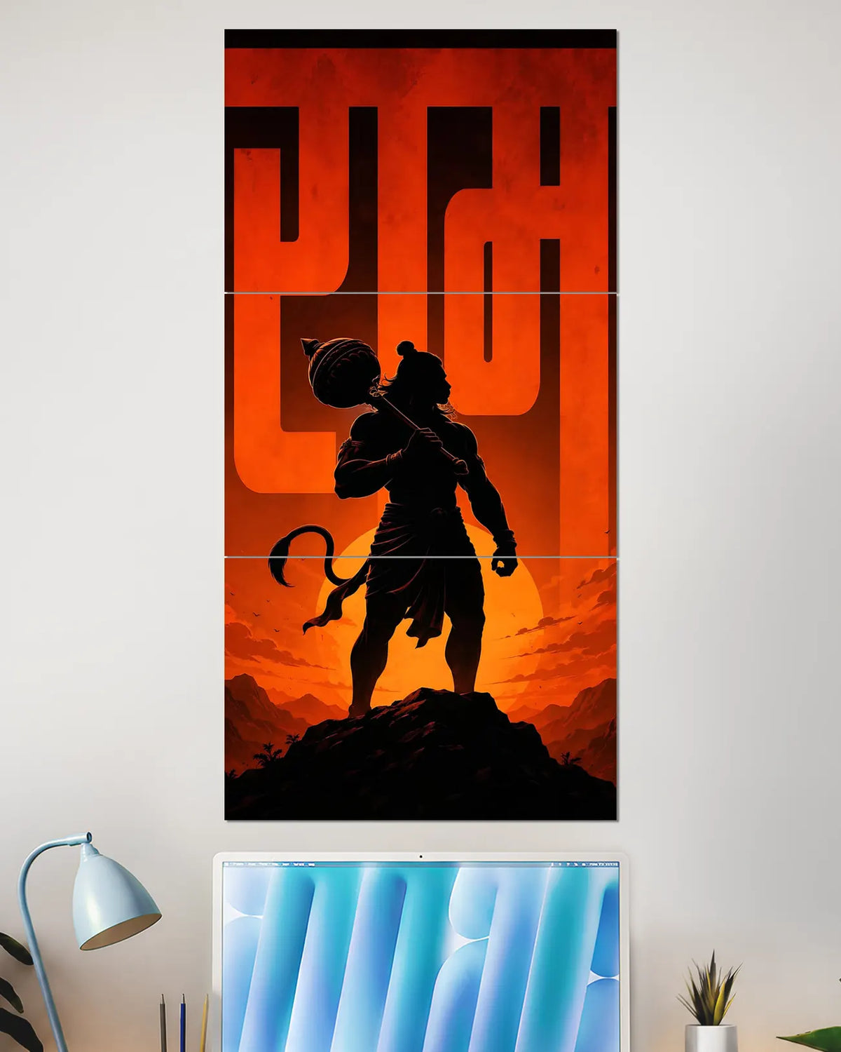 Hanuman Ji Warrior Split Wall Poster | Bajrangbali Devotional Art