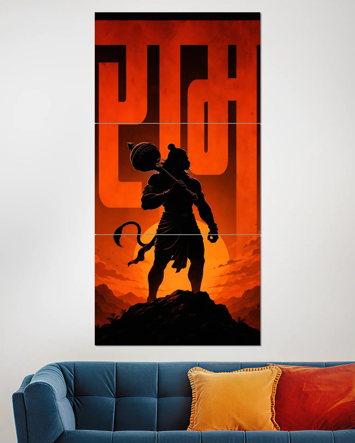 Hanuman Ji Warrior Split Wall Poster | Bajrangbali Devotional Art