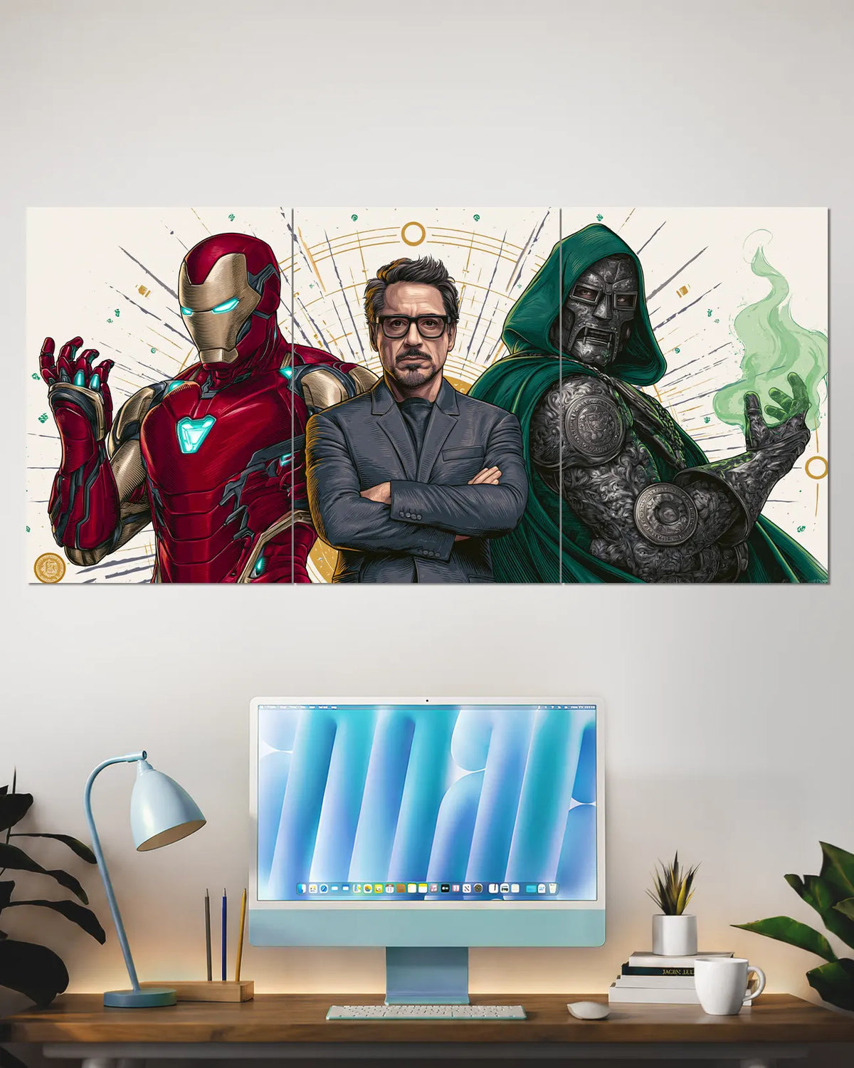 Iron Man Tony Stark & Doctor Doom Split Wall Poster | Marvel Wall Art