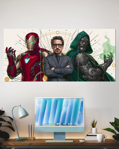 Iron Man Tony Stark & Doctor Doom Split Wall Poster | Marvel Wall Art
