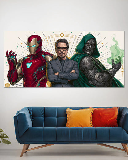 Iron Man Tony Stark & Doctor Doom Split Wall Poster | Marvel Wall Art