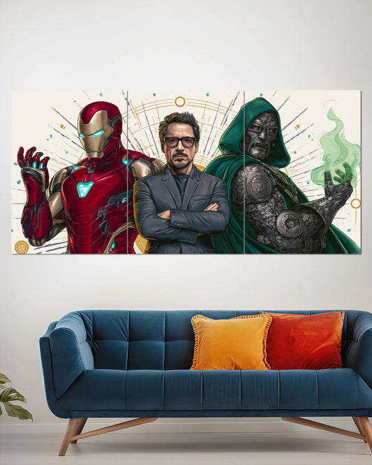 Iron Man Tony Stark & Doctor Doom Split Wall Poster | Marvel Wall Art