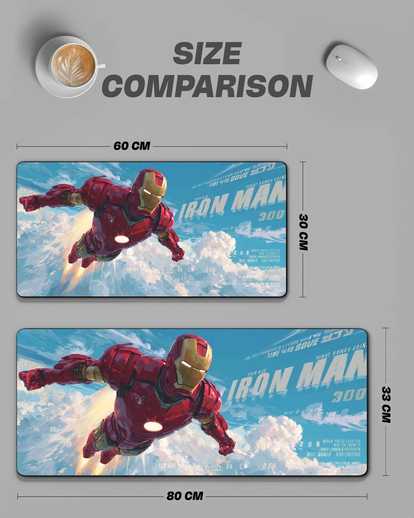 Iron Man Flying Desk Mat | Marvel Superhero Extended Gaming & Office Mouse Pad