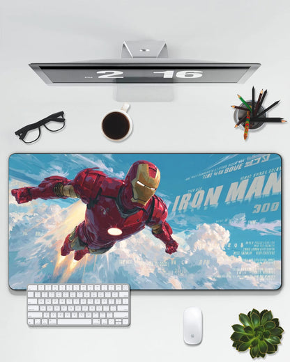 Iron Man Flying Desk Mat | Marvel Superhero Extended Gaming & Office Mouse Pad