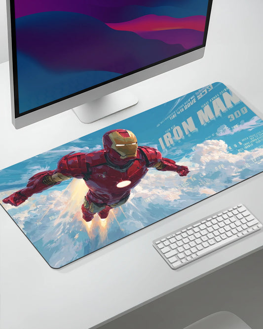Iron Man Flying Desk Mat | Marvel Superhero Extended Gaming & Office Mouse Pad