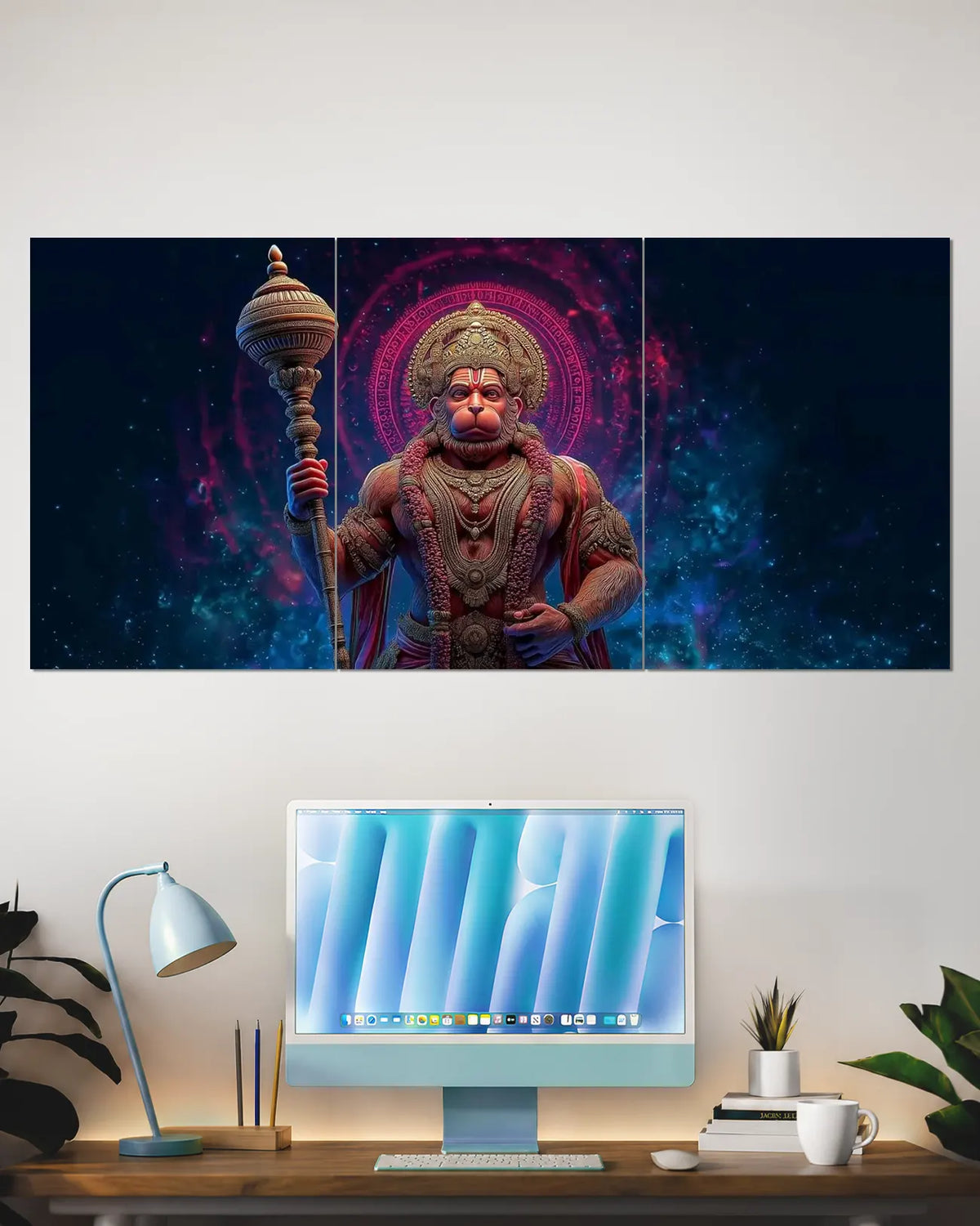 Hanuman Ji Divine Cosmic Split Wall Poster | Devotional Art