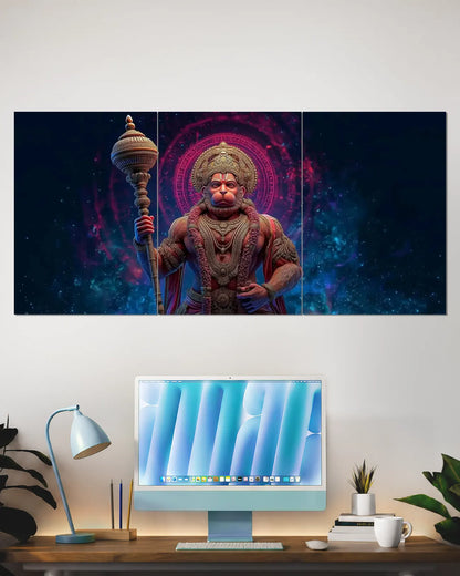 Hanuman Ji Divine Cosmic Split Wall Poster | Devotional Art