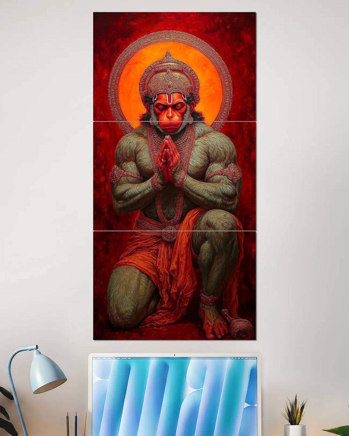 Jay Bajrangbali Hanuman Split Wall Poster | Devotional Art