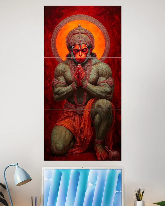 Jay Bajrangbali Hanuman Split Wall Poster | Devotional Art