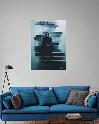 John Wick Glitch Poster | Cyberpunk Cinematic Wall Art