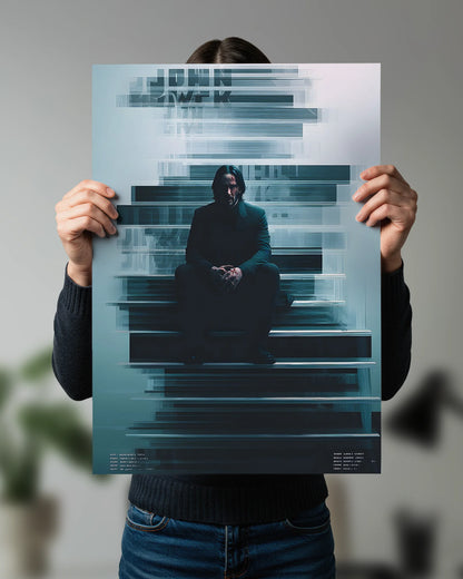 John Wick Glitch Poster | Cyberpunk Cinematic Wall Art