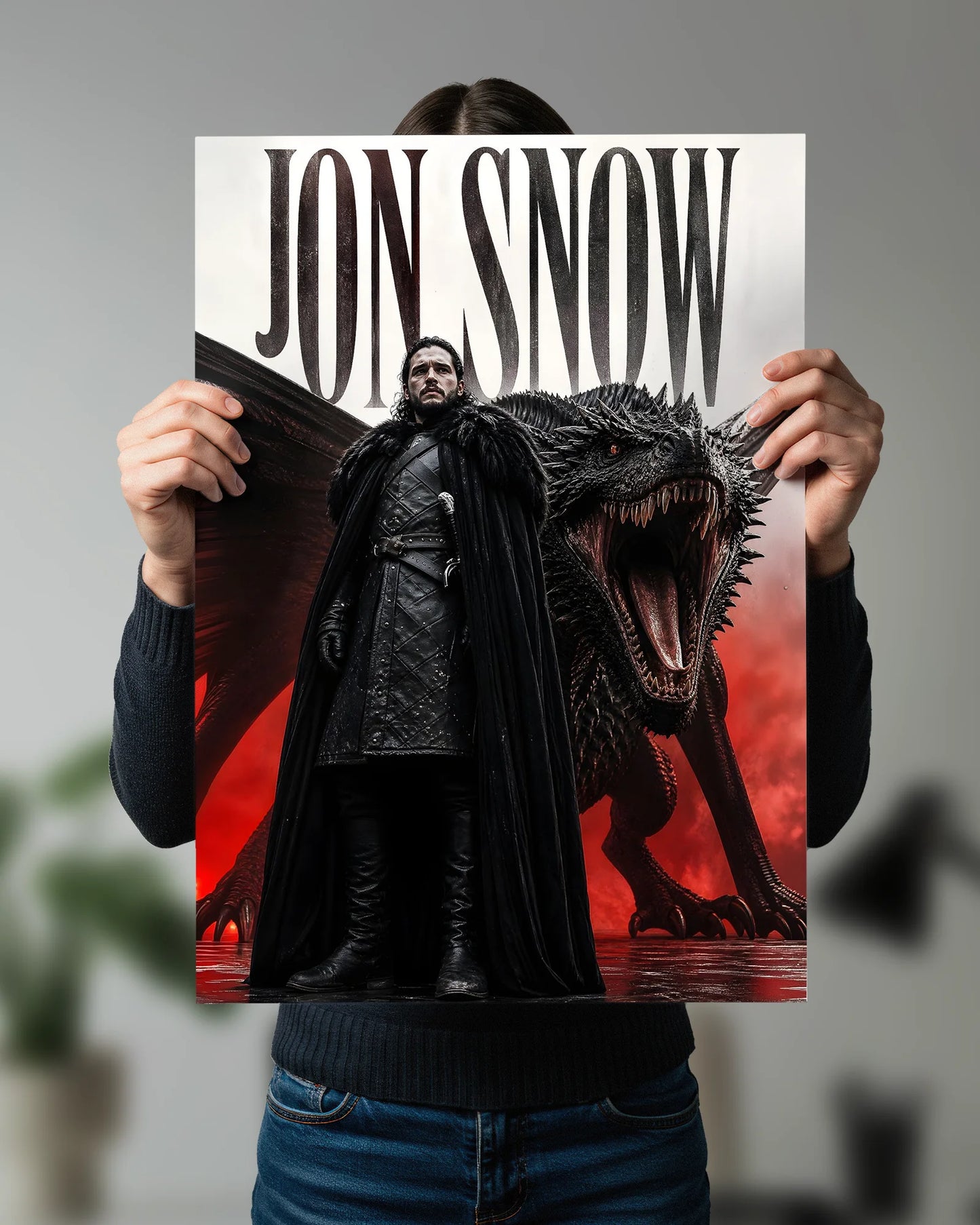 Jon Snow & Dragon Poster | Game of Thrones Wall Art