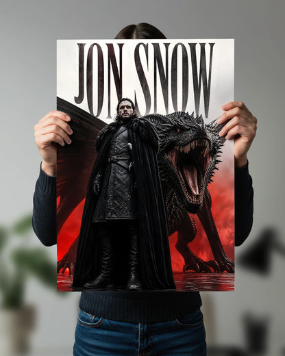 Jon Snow & Dragon Poster | Game of Thrones Wall Art