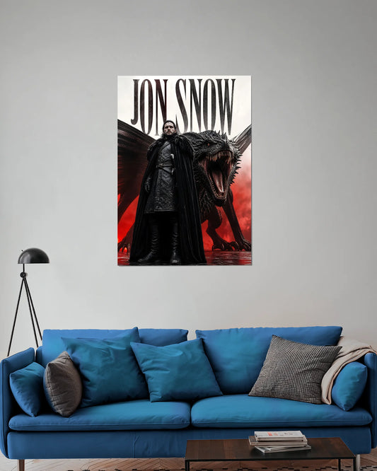 Jon Snow & Dragon Poster | Game of Thrones Wall Art