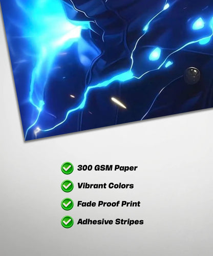 Satoru Gojo Blue Lightning Poster | Jujutsu Kaisen Anime Wall Art