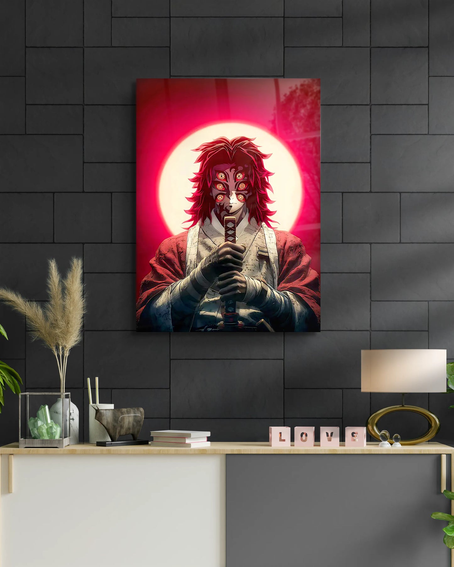 Kokushibo Moon Aura Anime Metal Poster | Demon Slayer Wall Art