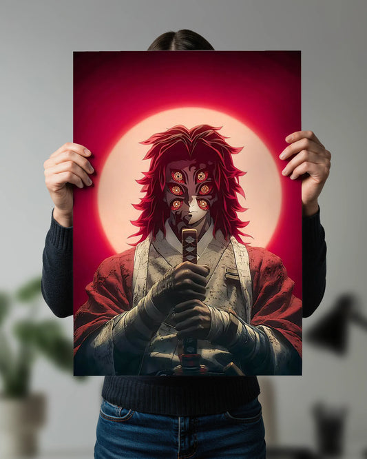 Kokushibo Crimson Moon Poster | Demon Slayer Anime Wall Art | Upper Moon One Print