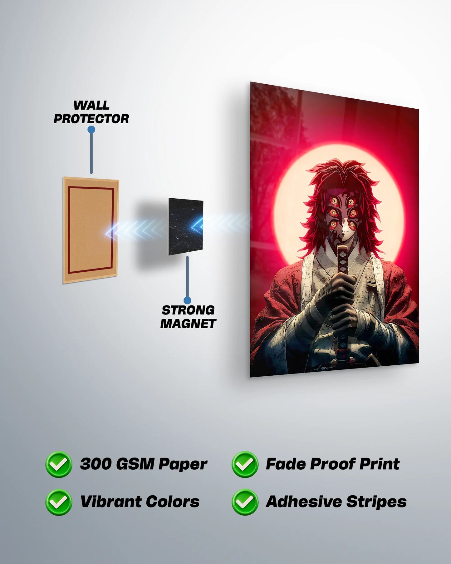Kokushibo Moon Aura Anime Metal Poster | Demon Slayer Wall Art