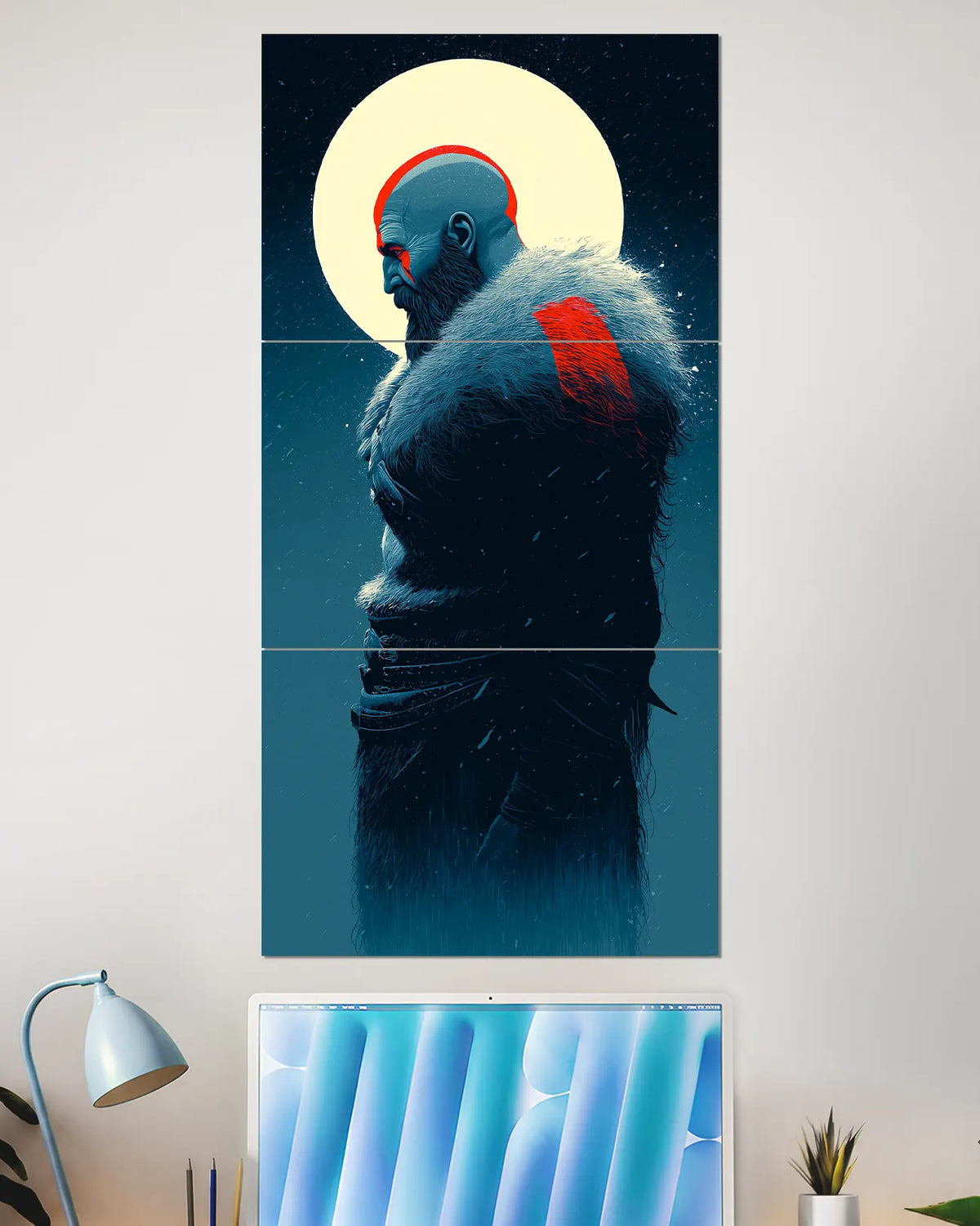 Kratos God of War Moonlight Split Wall Poster | Gaming Wall Art
