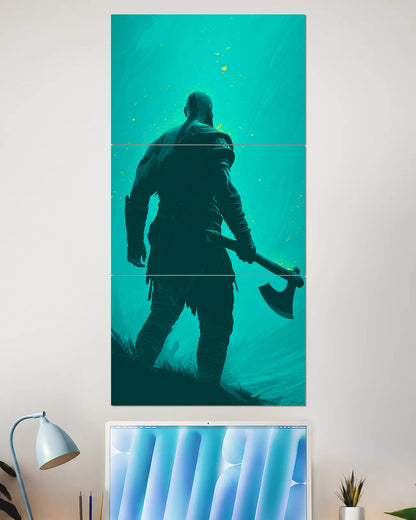 Kratos God of War Teal Axe Split Wall Poster | Gaming Wall Art