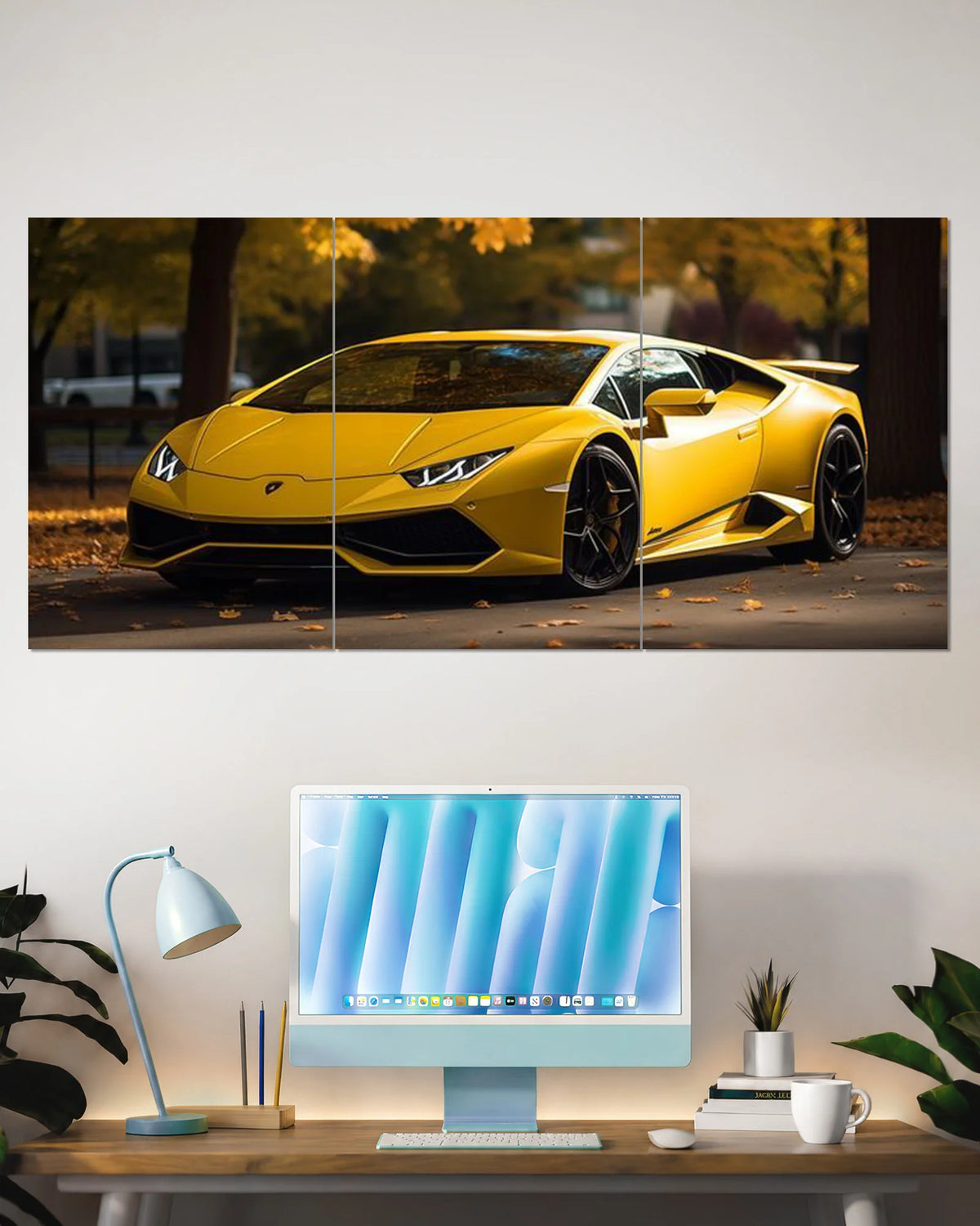 Lamborghini Huracan Yellow Split Wall Poster – Supercar Wall Art