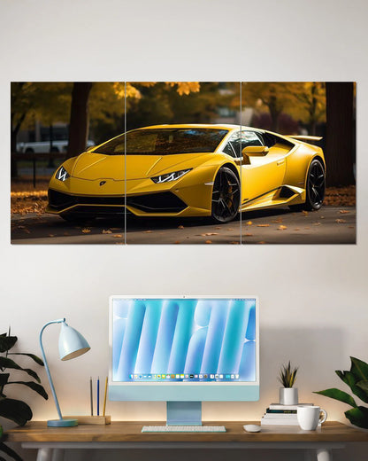 Lamborghini Huracan Yellow Split Wall Poster – Supercar Wall Art