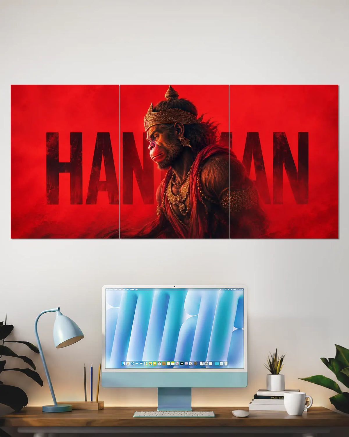 Lord Hanuman Red Split Wall Poster | Devotional Wall Art