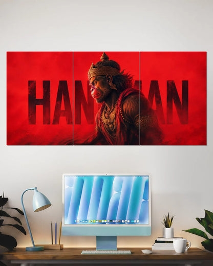 Lord Hanuman Red Split Wall Poster | Devotional Wall Art