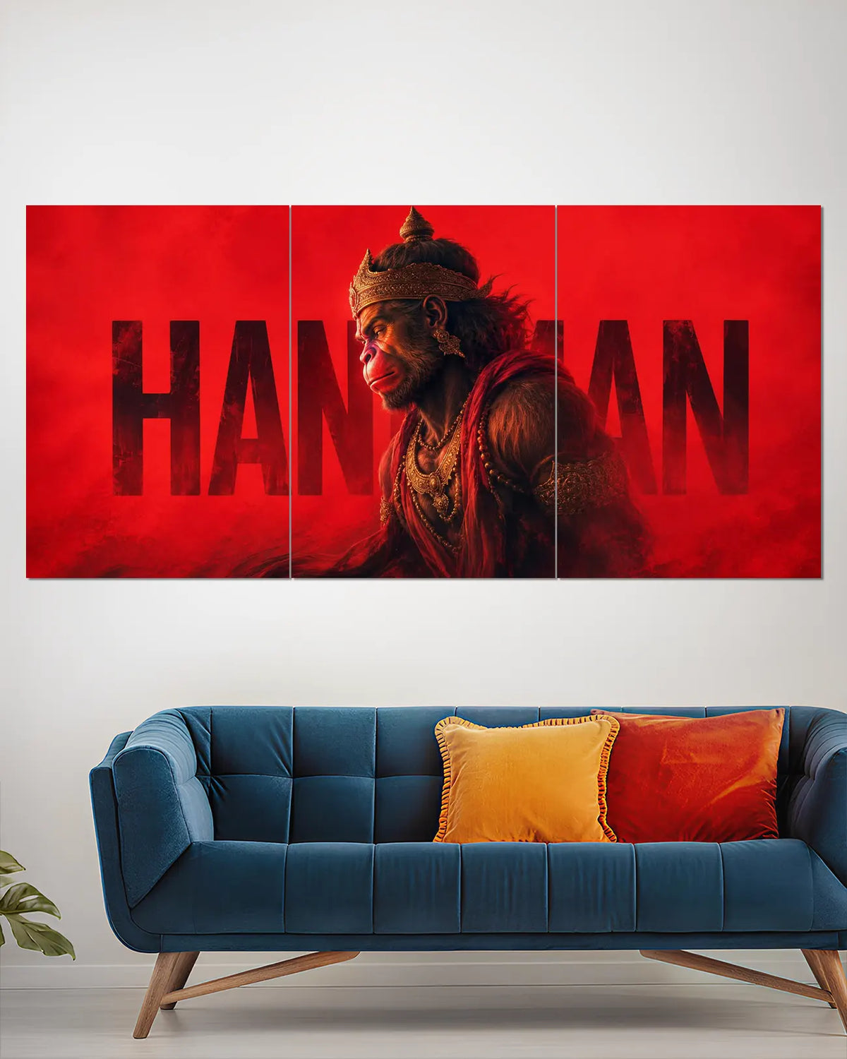 Lord Hanuman Red Split Wall Poster | Devotional Wall Art