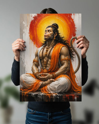 Lord Hanuman Meditation Wall Poster | Strength & Devotion Art