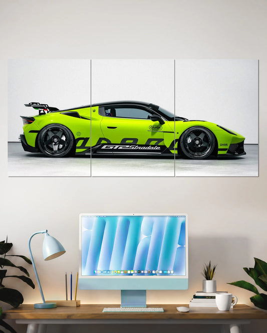 Maserati MC20 GT2 Stradale Green Split Wall Poster
