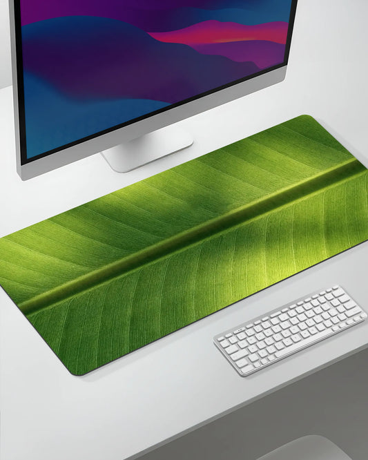 Green Leaf Desk Mat | Nature Aesthetic Gaming & Office Mouse Pad