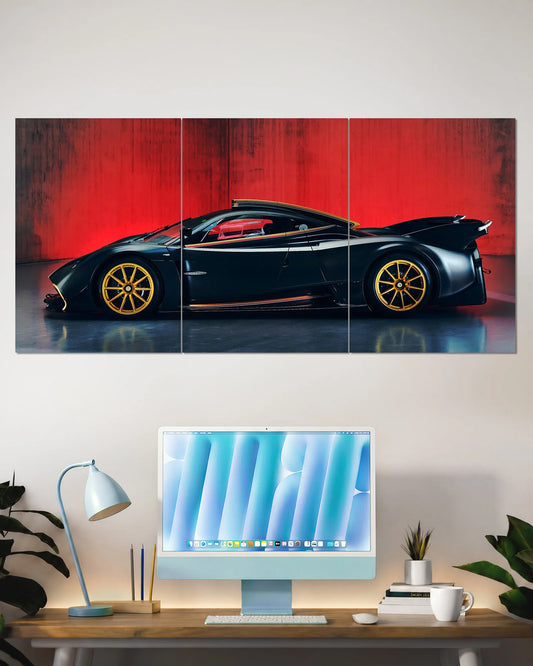 Pagani Huayra Black & Gold Supercar Split Wall Poster