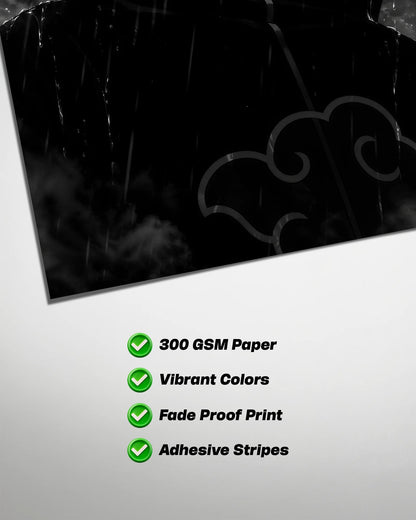 Pain Rain Aesthetic Poster | Naruto Akatsuki Dark Wall Art