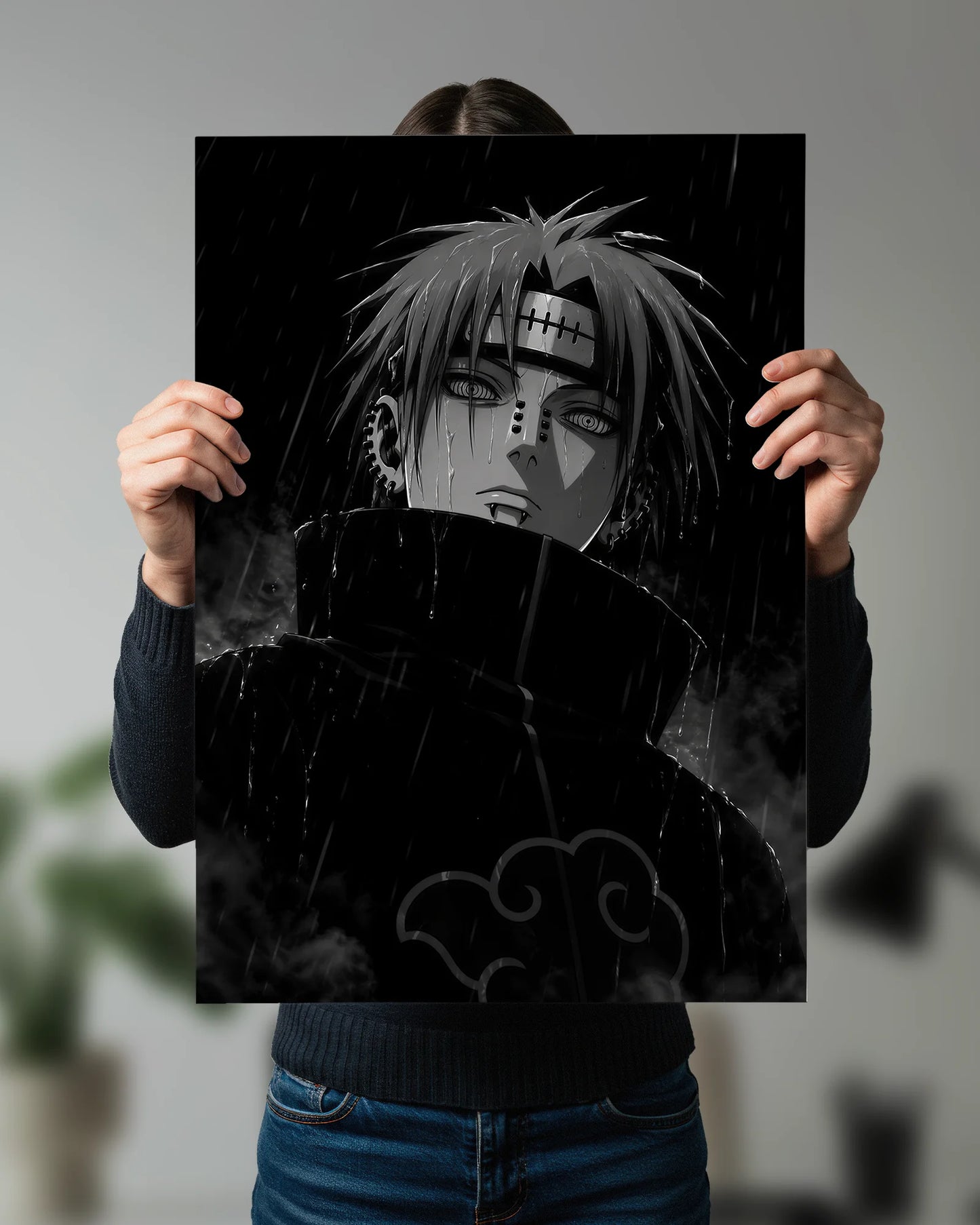 Pain Rain Aesthetic Poster | Naruto Akatsuki Dark Wall Art
