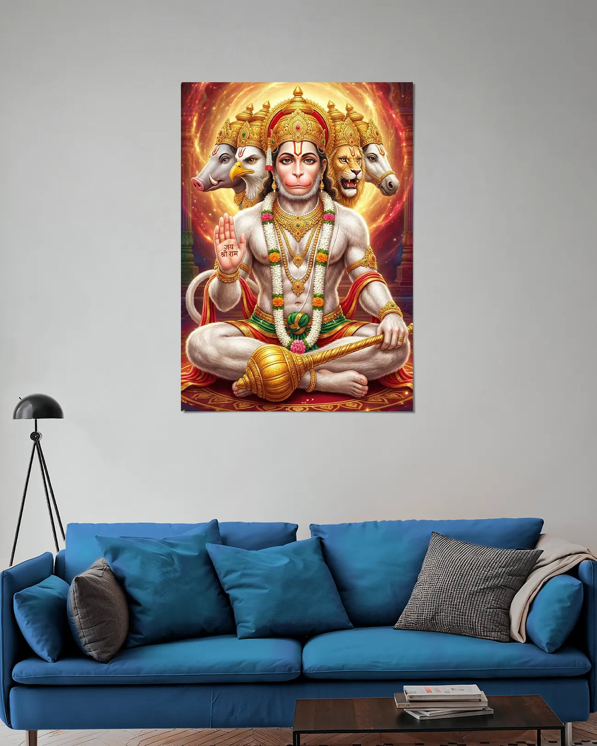 Panchmukhi Hanuman Ji Wall Poster | Bajrangbali Devotional Art