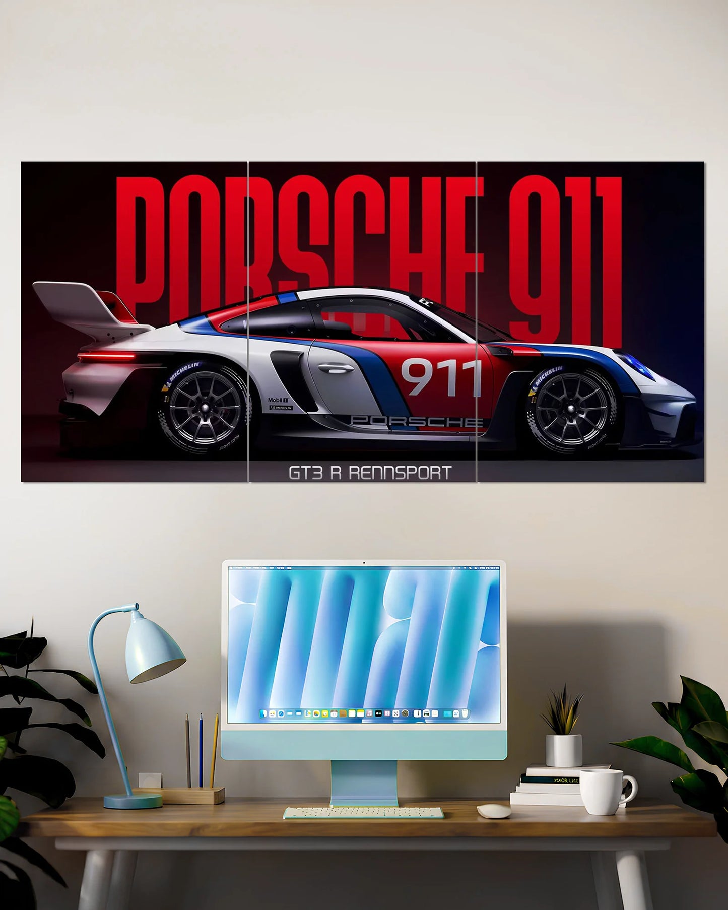 Porsche 911 GT3 R Rennsport Split Wall Poster