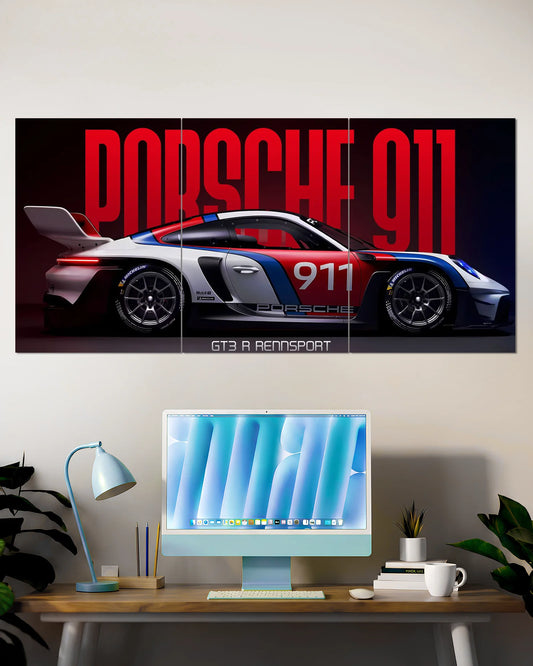 Porsche 911 GT3 R Rennsport Split Wall Poster