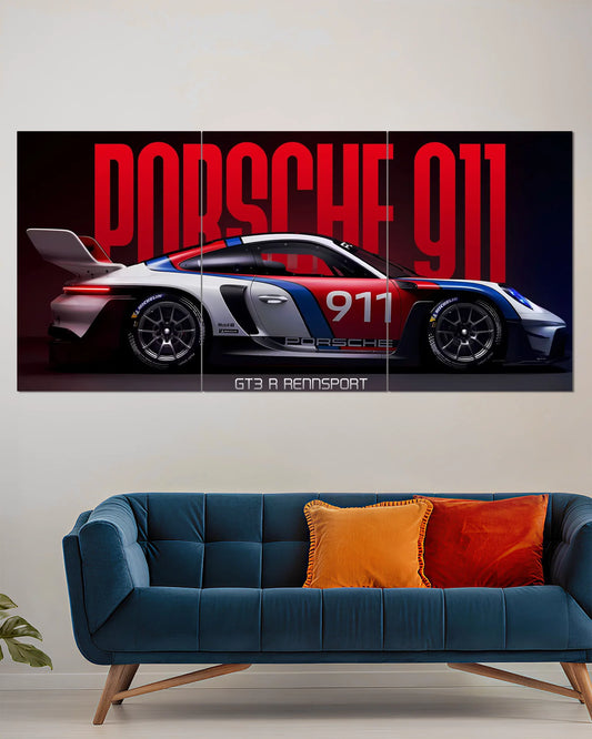 Porsche 911 GT3 R Rennsport Split Wall Poster