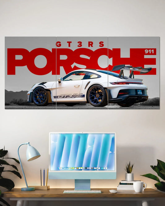 Porsche 911 GT3 RS Performance Sports Car Split Wall Poster