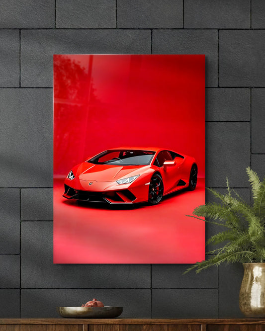 Red Supercar Wall Art | Metal Poster