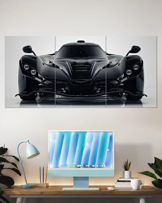Praga Bohema Black Hypercar Front View Split Wall Poster