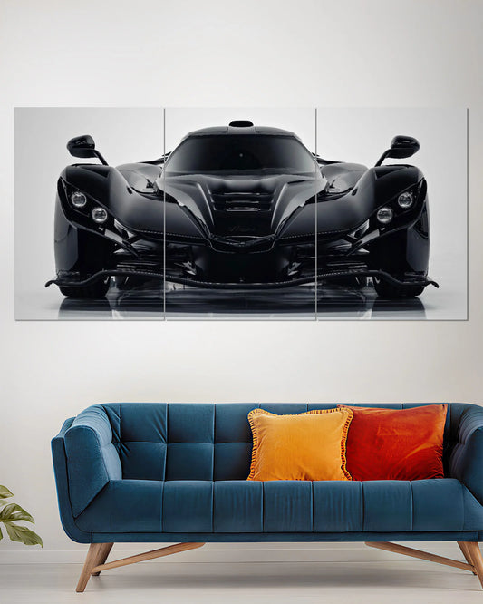 Praga Bohema Black Hypercar Front View Split Wall Poster
