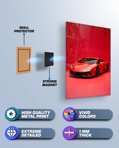 Red Supercar Wall Art | Metal Poster