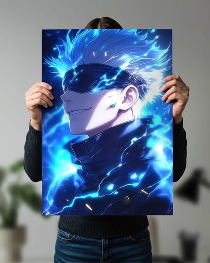 Satoru Gojo Blue Lightning Poster | Jujutsu Kaisen Anime Wall Art