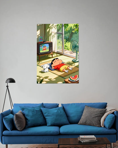 Shinchan Summer Afternoon Poster | Cozy Anime Wall Art