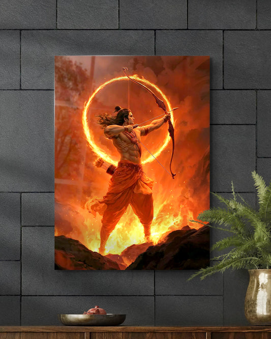 Shri Ram Fire Archery Metal Poster | Ramayana Divine Wall Art